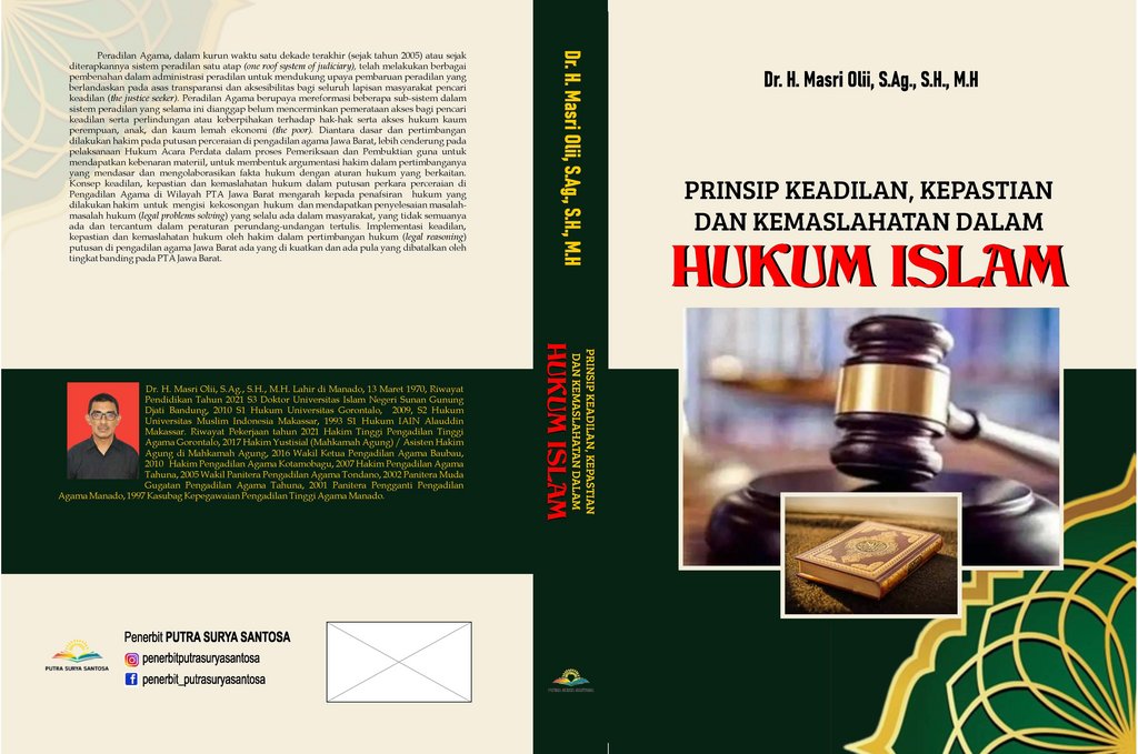 Sampul PRINSIP KEADILAN, KEPASTIAN DAN KEMASLAHATAN DALAM HUKUM ISLAM